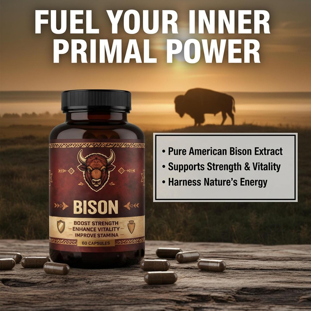 Primal Edge Bison, Primal American Bison Extract Capsules – 60 Capsules (1pack)