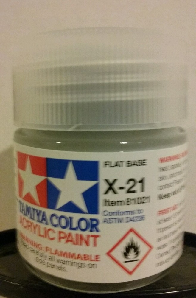 Tamiya acrylic paint X-21 Flat base.  23ml