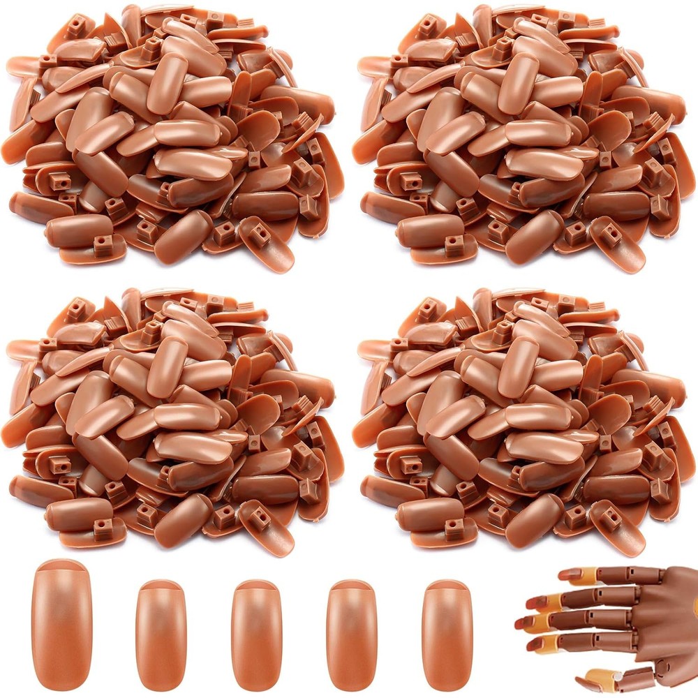 400 Pieces Replacement Refill Nail Tips False Fake (Brown)