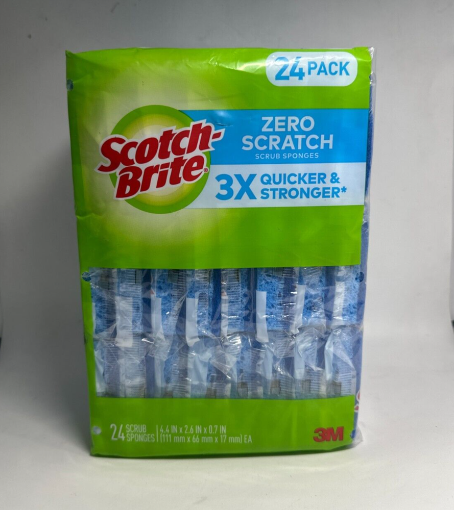 Scotch Brite Zero Scratch Scrub Sponges (24pack) 3M Individually Wrapped