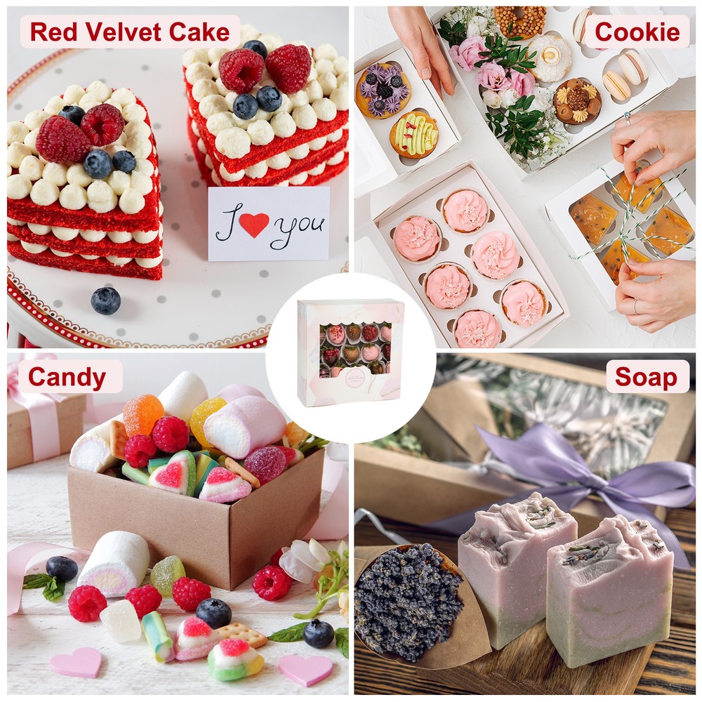 5.3 x 5.3 x 2" Pink Marble Bakery Boxes, 30 Pack
