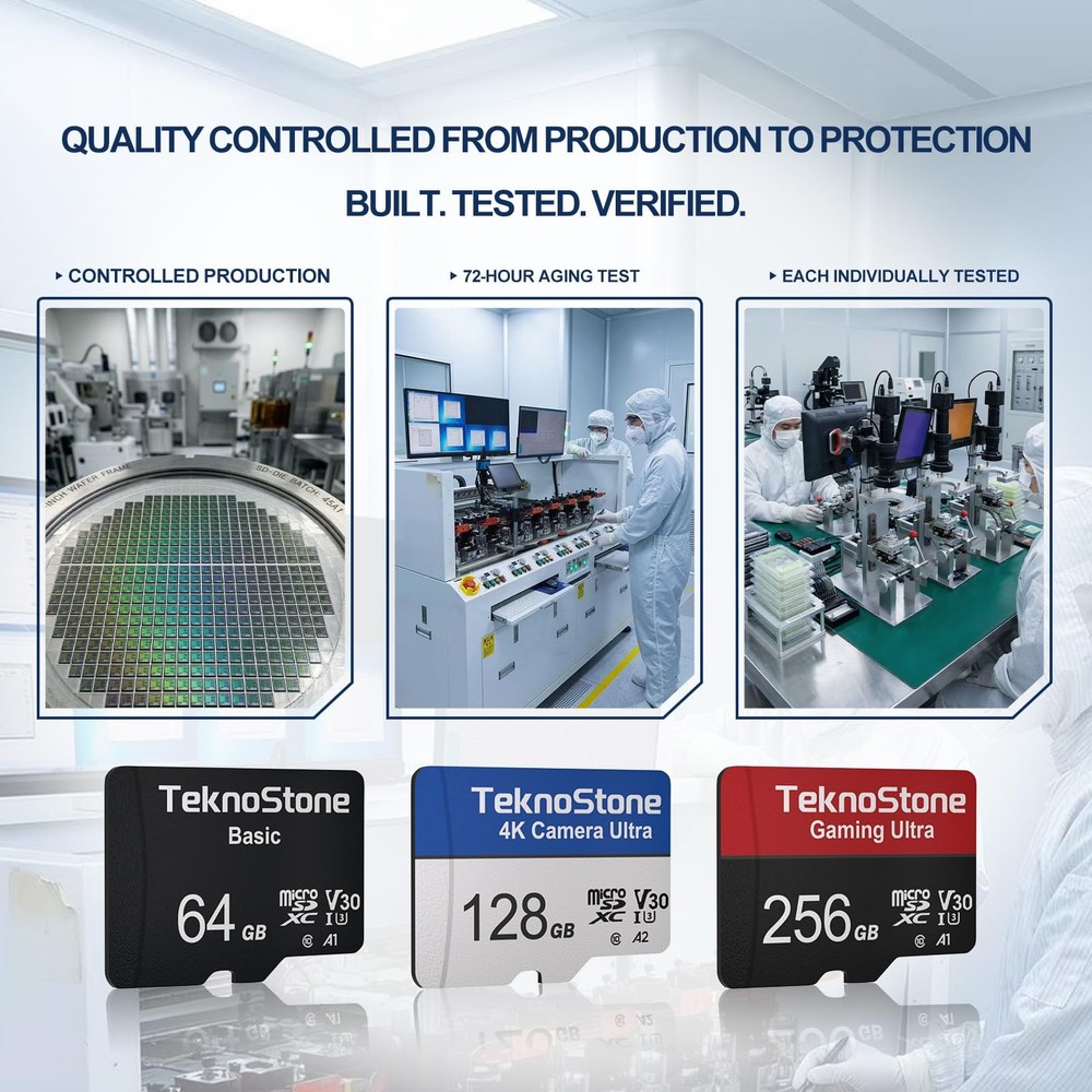 Basic 128GB MicroSDXC Flash Memory with Adapter 90MB/s Read 50MB/s Write