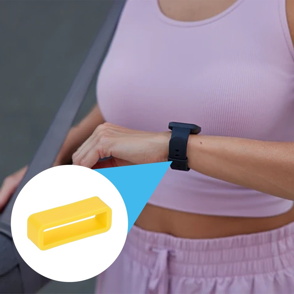 6pcs Watch Band Loop 22mm Silicone Watch Strap Retainer Loop, Yellow