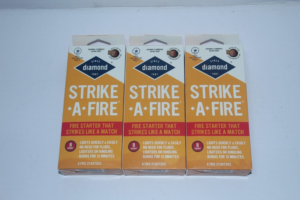 3-PACK -Diamond Strike-A-Fire Starter Match Sticks Firestarter Logs 12min. Burn