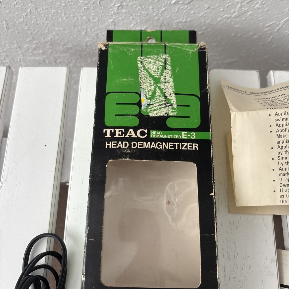 TEAC E-3 Tape Head Demagnetizer Reel Cassette Deck, Instructions Included