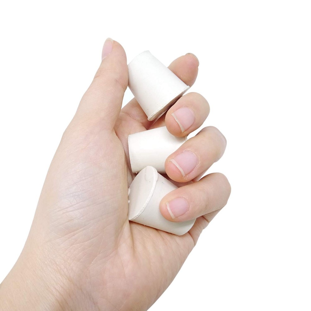 10PCS 4 Tapered White Solid Rubber Stopper, Rubber Plug, 26x19x28mm, Lab