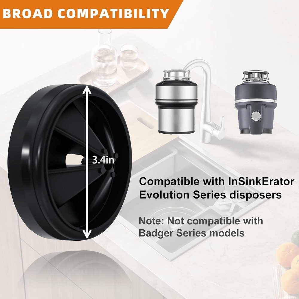 Garbage Disposal Splash Guard 3 3/8" for InSinkErator Evolution Series, Black