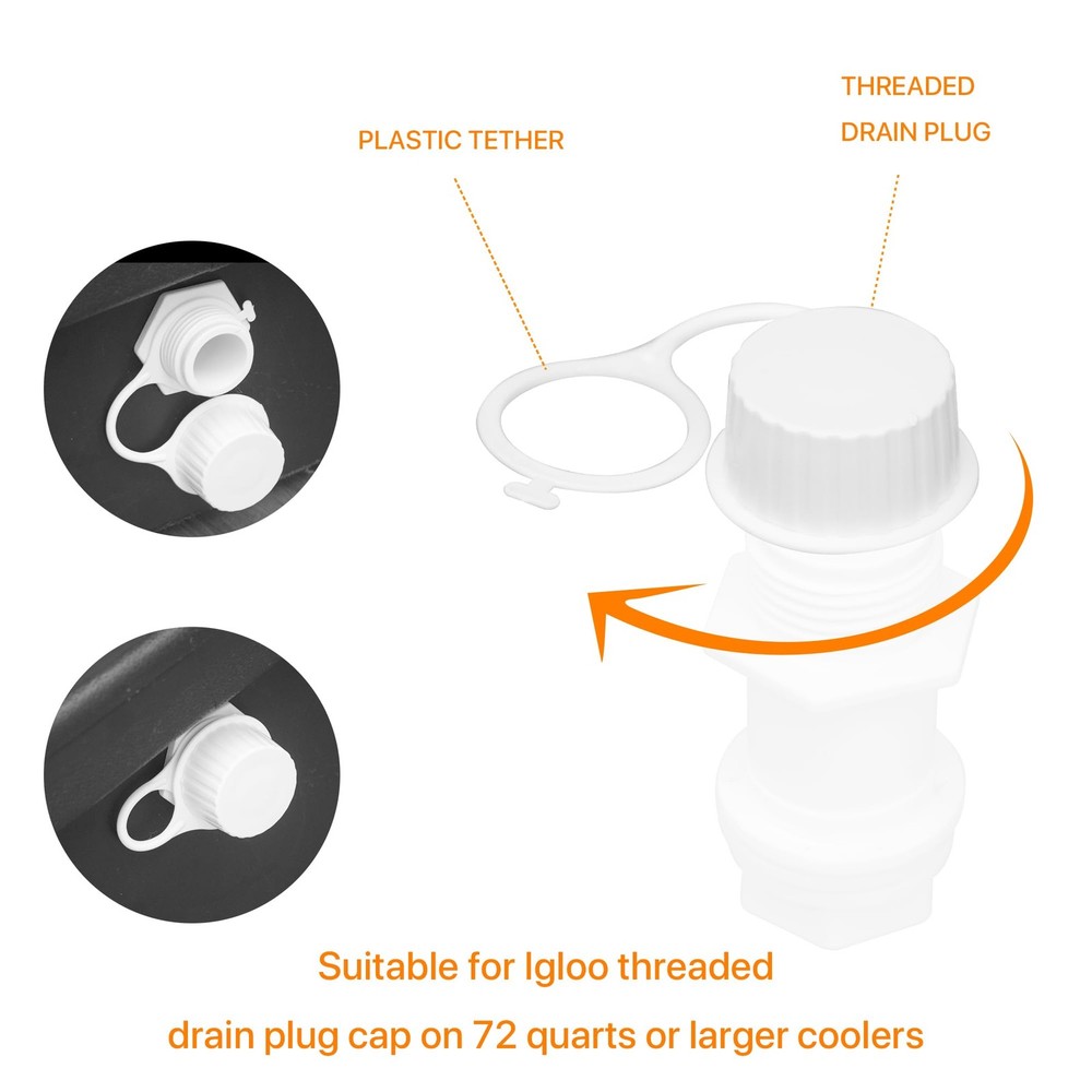 Tethered Drain Plug caps,Compatible with Igloo Cooler Threaded Drain caps.Cooler