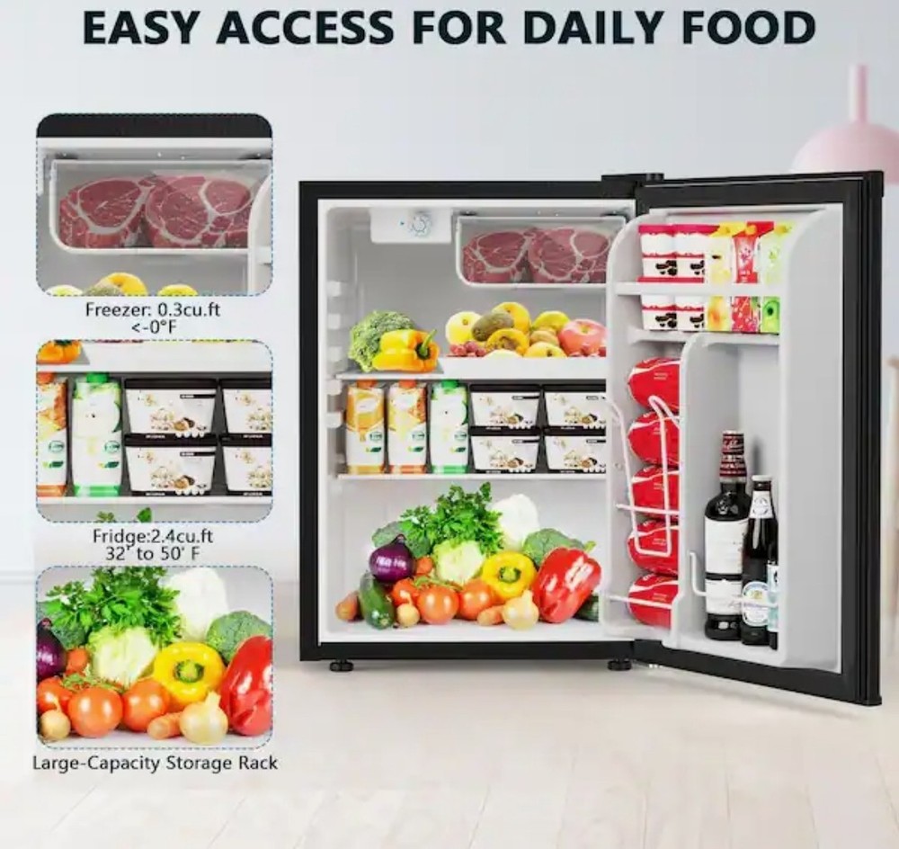 Mini Compact Refrigerator with Freezer, 2.6 Cu.Ft 58070RRE0