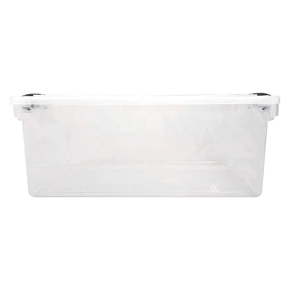 Homz 64Qt Stackable Plastic Storage Bin Container Box w/Latch Lid, Clear(2 Pack)