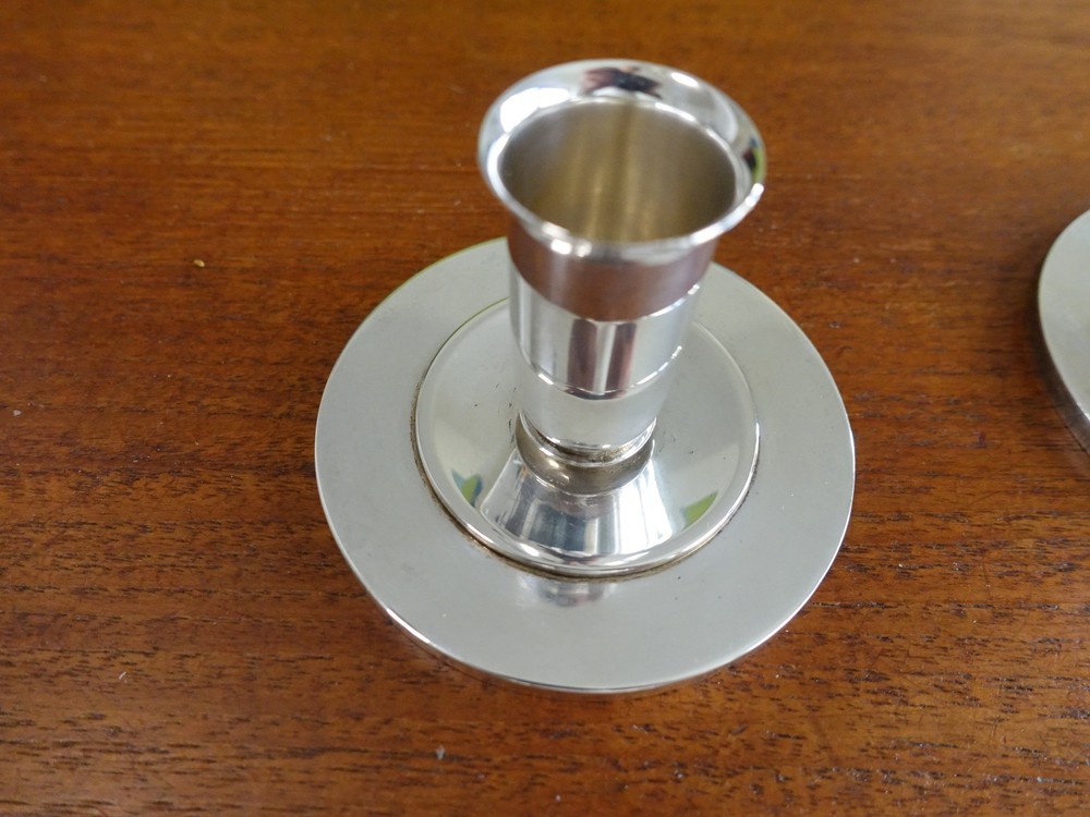 GEORG JENSEN "PYRAMID" CANDLESTICKS (PAIR) PATTERN 748 BY HARALD NIELSEN
