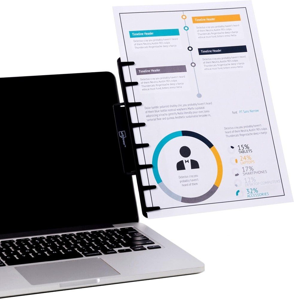 Portable Copy Holder for Eye-Level Document Access - Fits Laptops & Monitors