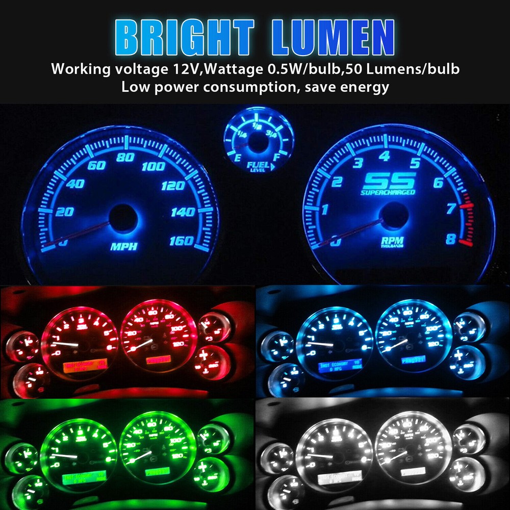 40PCS BA9S 1815 1895 LED Interior Dome Instrument Dash Panel Gauge Light Bulbs
