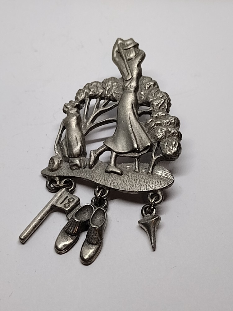 Lady Golfer Assorted Drop Charms LCD Lapel Pin