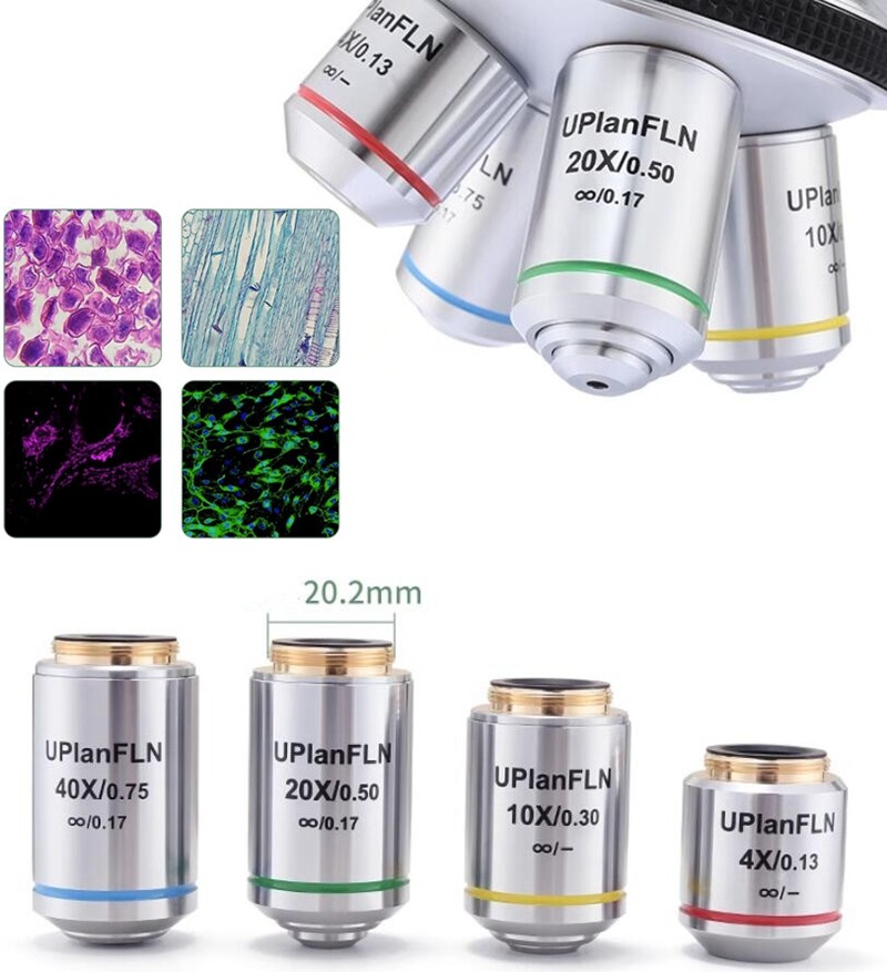 1PC RMS Thread Infinity System Semi-apochromatic Plan Fluorescent Objective Lens