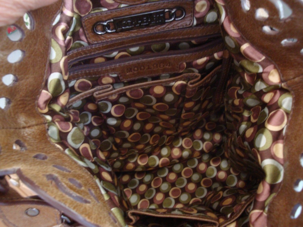 FAB LOCKHEART MOO1964 SOLID BROWN TOOLED LEATHER SHOULDER TOP HANDLE SATCHEL