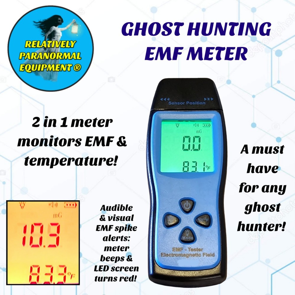 EMF Meter for Ghost Hunting, Audible/Visual Alerts, Monitors EMF & Ambient Temp