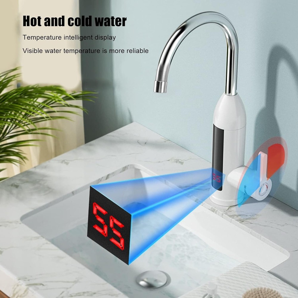 Instant Electric Faucet Tap Under Sink Hot Water Heater LED Display Kitchen Home