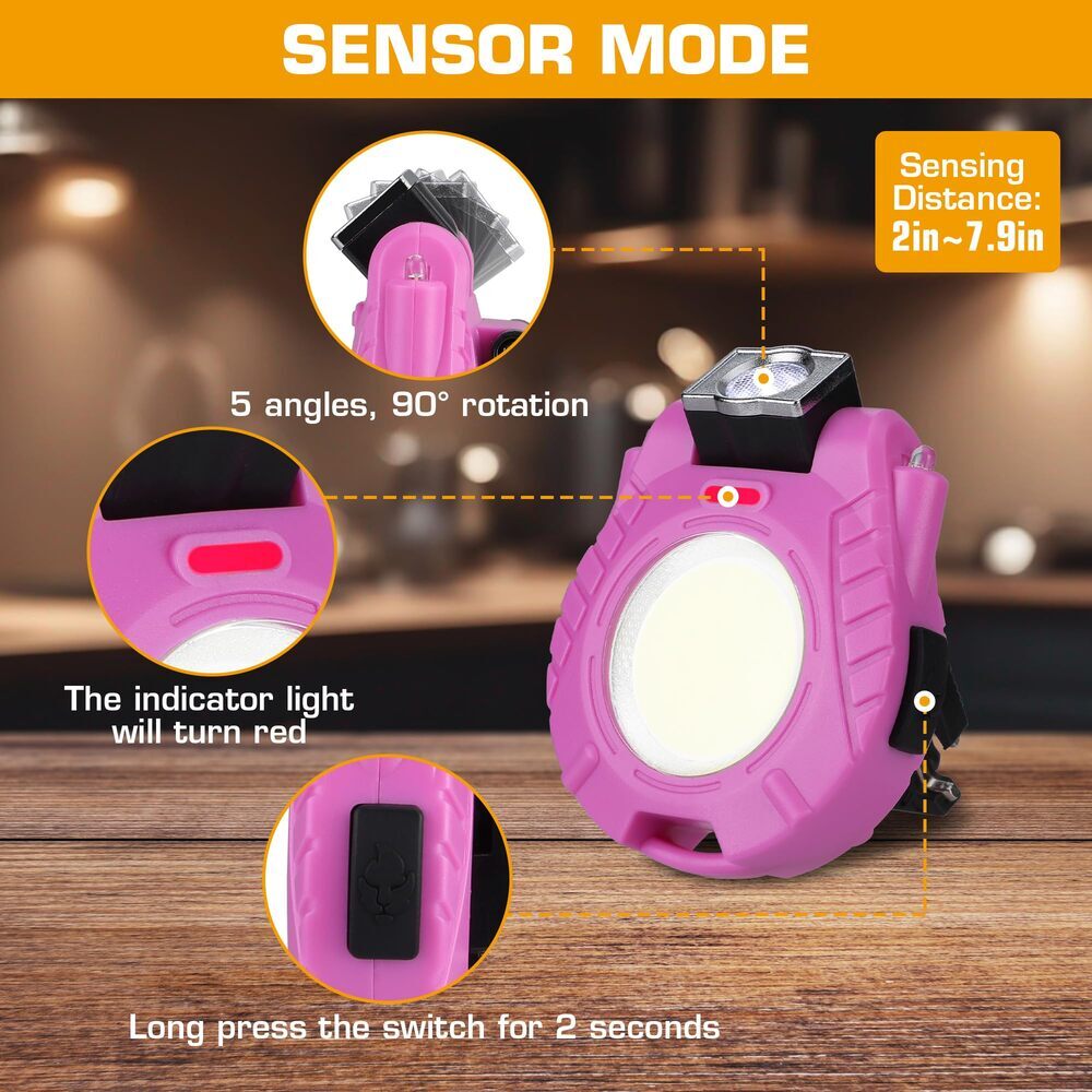 EverBrite Rechargeable Magnetic COB Keychain Work Light 6 Mode Flashlight 2 Pack