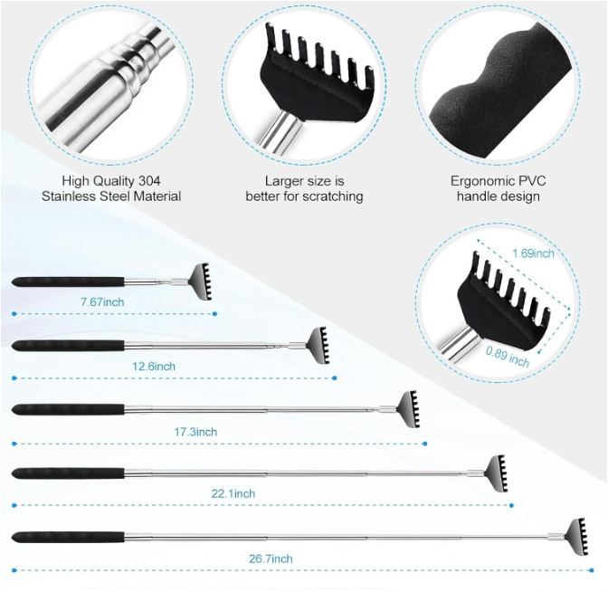 3 Pack Different Back Scratcher Metal Portable Telescoping Back scratcher
