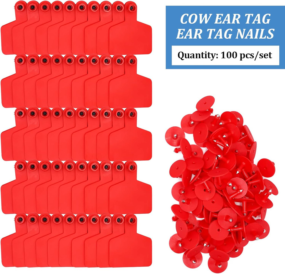 Cattle Ear Tags - Blank 100 Sets Livestock Identification Tags with Applicator a