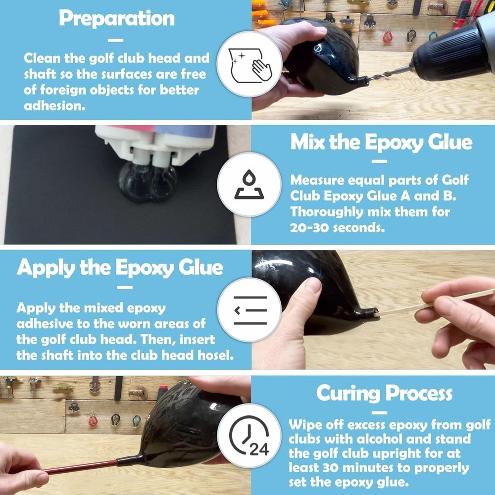 QuickCure PRO-FIX Long Cure Golf Epoxy - Full Set Work Life - Extra Strength -
