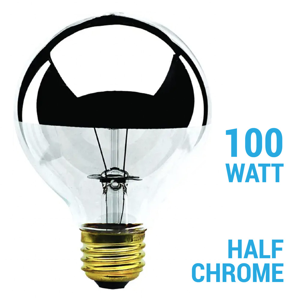 Half Chrome Silver 120V 100W G25 Medium E26 2700K Warm White