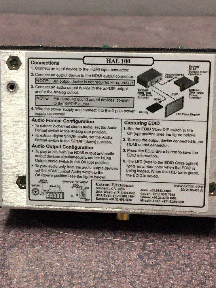 EXTRON HAE 100 HDMI AUDIO EXTRACTOR
