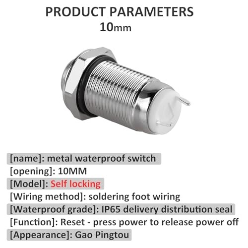 Metal Waterproof Push Button Switch Self-Locking Lock Switch G10 Self locking