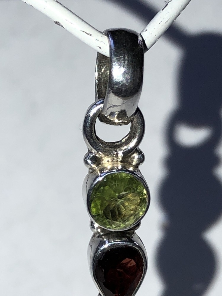 Handcrafted Mixed Gemstones Pendant 1.625”
