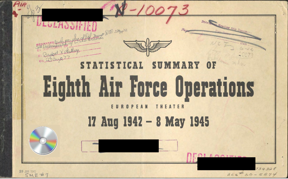 8th Eighth Army Air Forces AAF 1942-1945 Statistical Summary PDF on CD/SD/USB