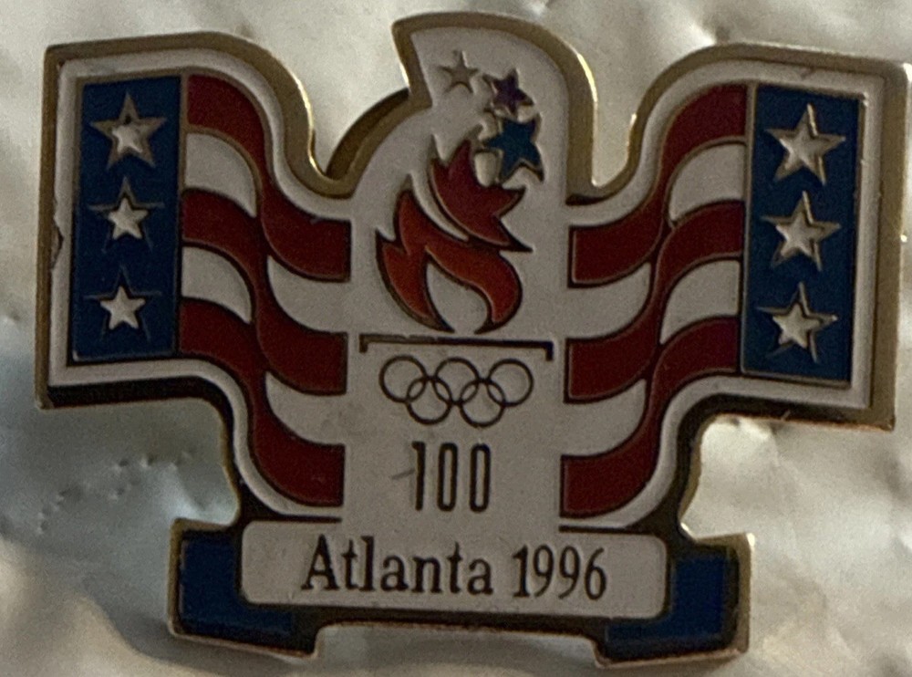 Atlanta 1996 Centennial Olympics Pinback Button Eagle Logo 1990s