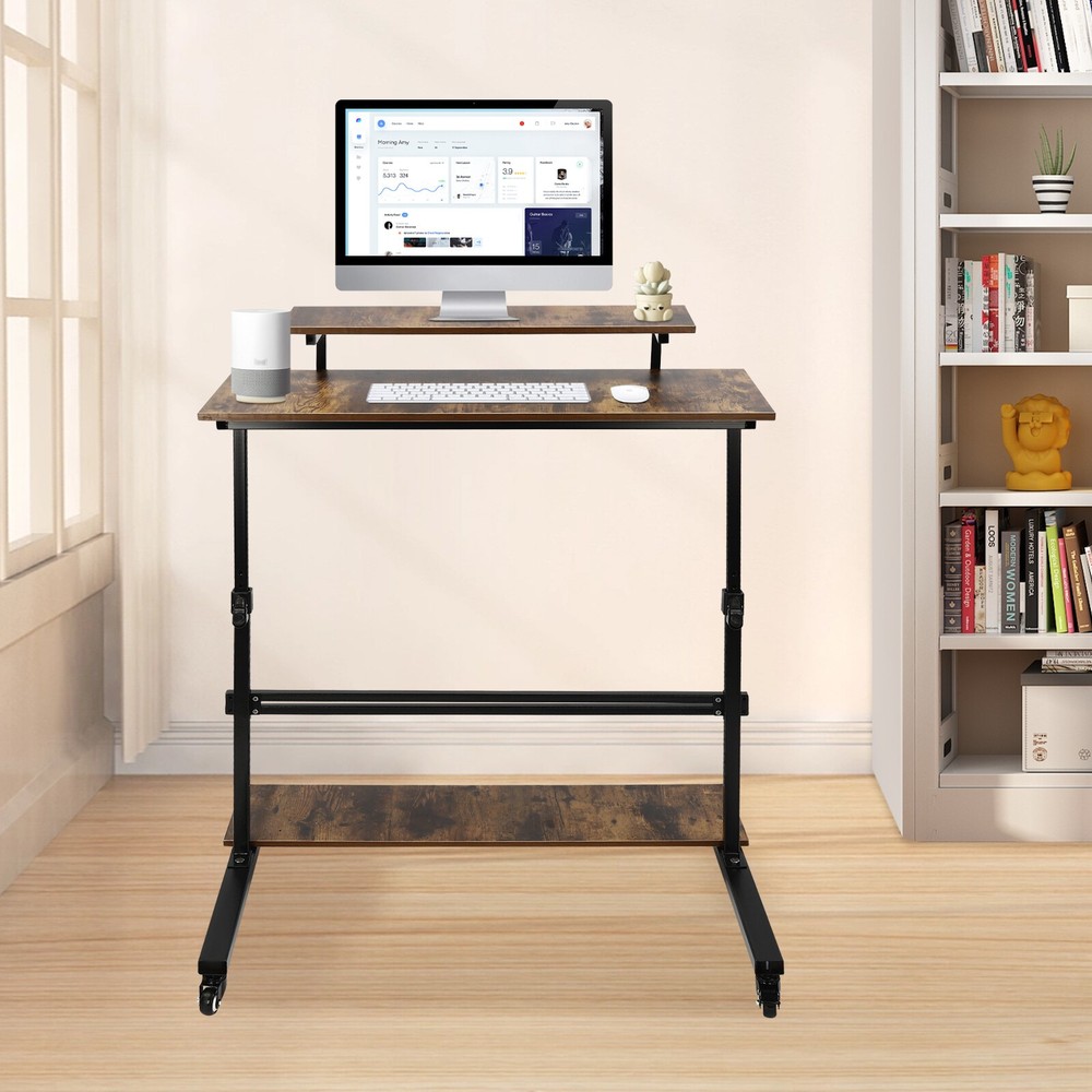 Height Adjustable Computer Laptop Desk Rolling Standing Table for Sofa Bedside