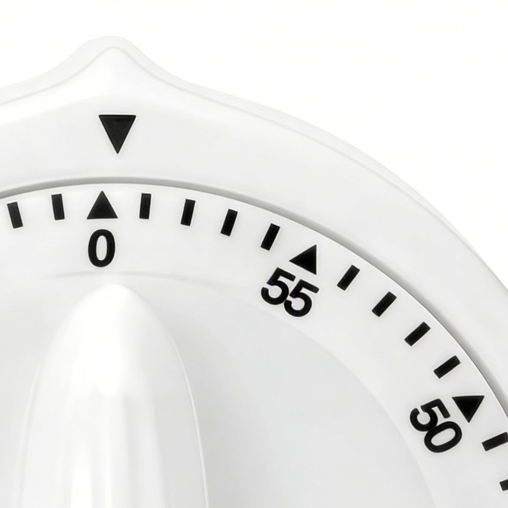 60-Minute Wind-Up Mechanical Timer Loud Alarm Visual Countdown White