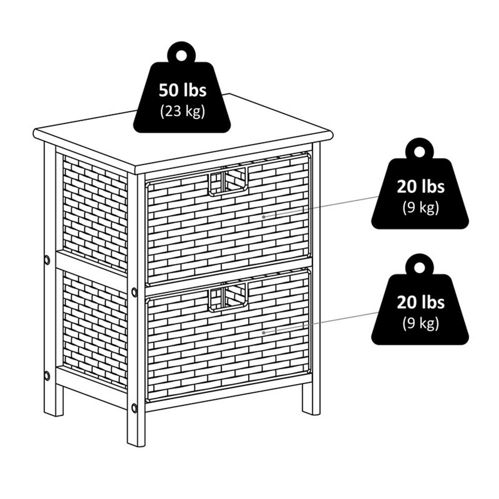 Bowery Hill Transitional Solid Wood Storage Rack w/ 2 Foldable Baskets - Black