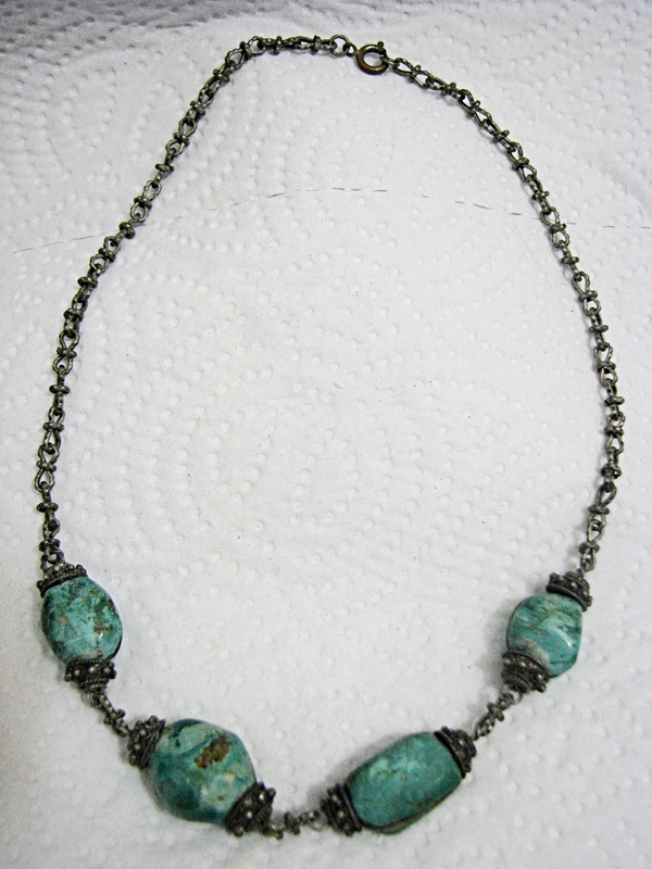 1940's Palestine Eretz Israel Eilat Stone Silver Handmade Necklace