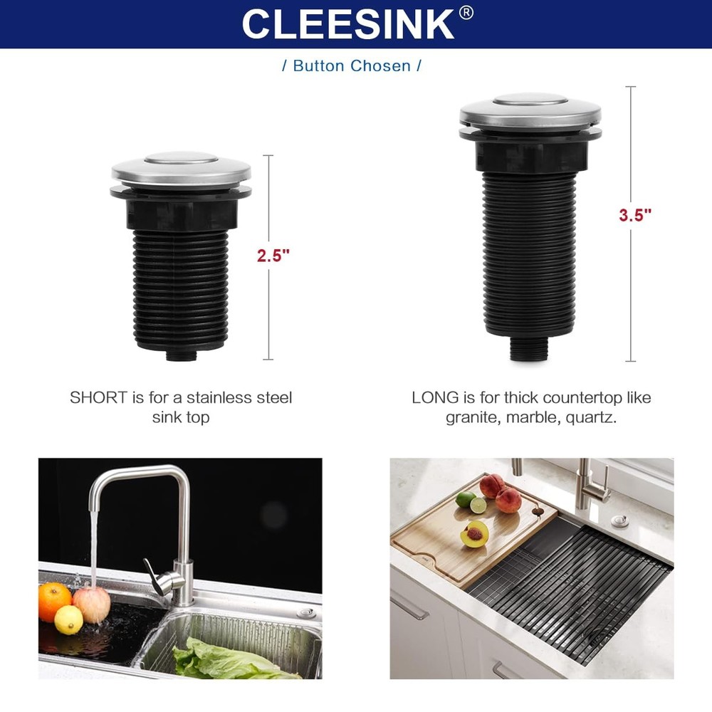 Air Switch Kit for Garbage Disposal, Brushed Nickel Push Button & Module