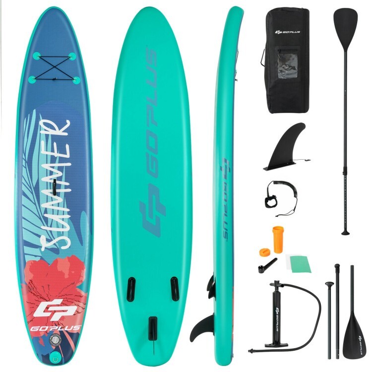 10' Inflatable Stand Up Paddle Board Surfboard w/Backpack Leash Aluminum Paddle
