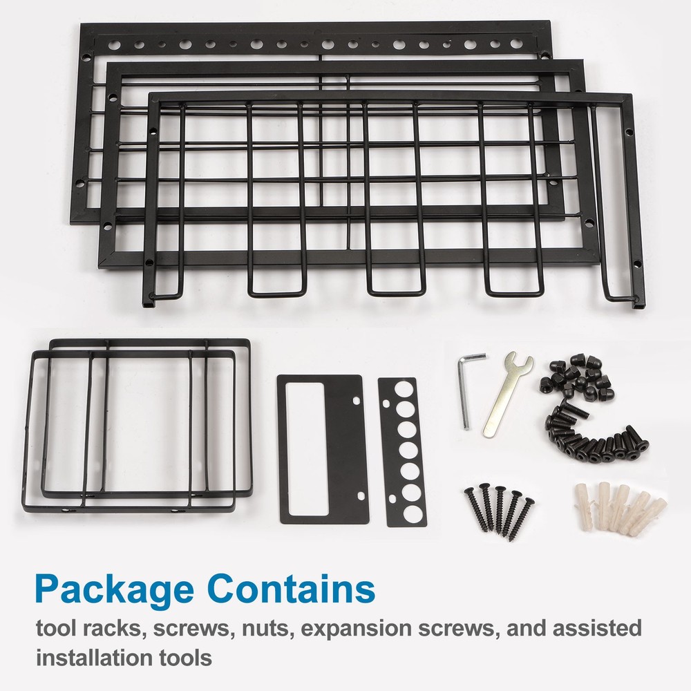 Power Tool Organizer 3 Layers 4 Drill Storage Racks Wall Mount Style Hooks