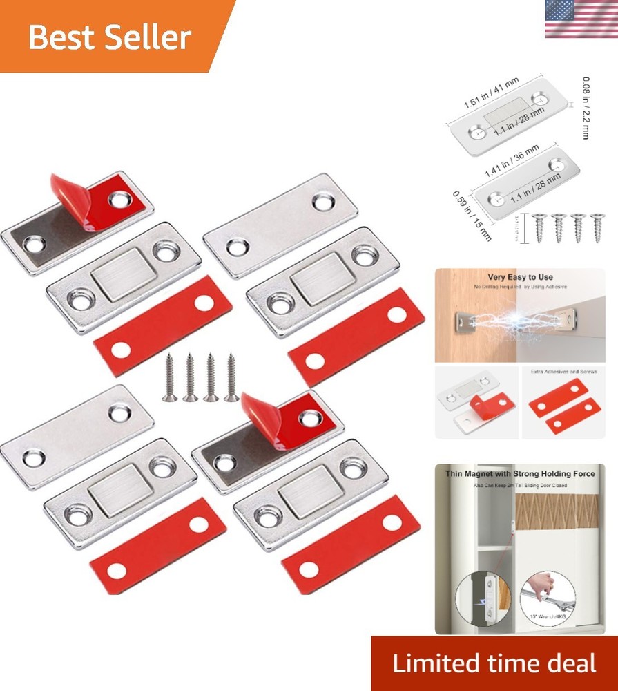 Self-Adhesive Magnetic Door Catch 4-Pack – Stylish & Secure Closure Solution