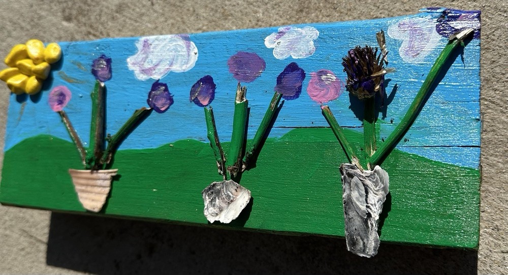 Custom Hand Painted Log Scape Flowers