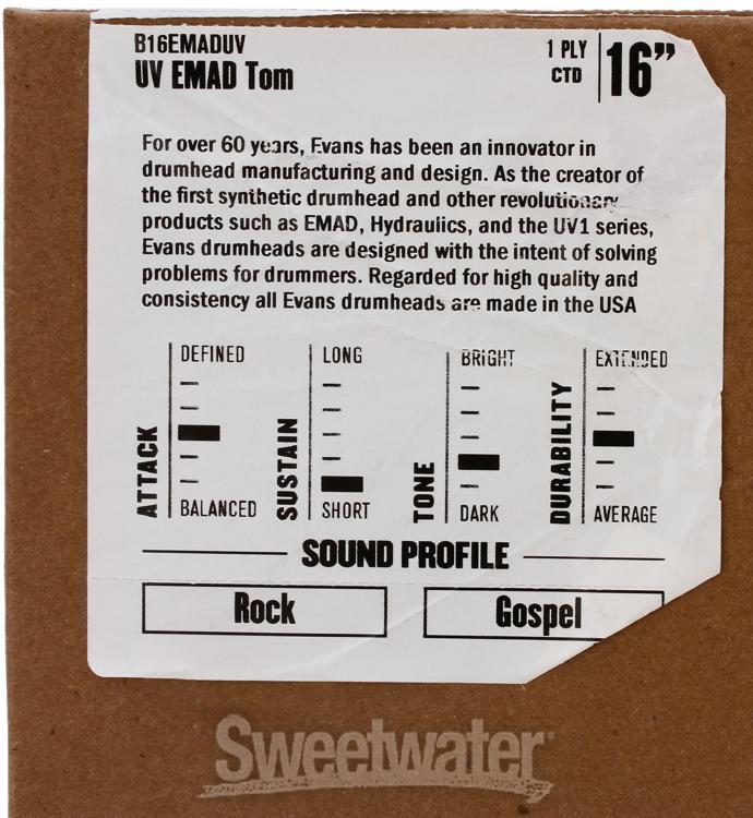 Evans UV EMAD Drumhead - 16" - Tom Hoop