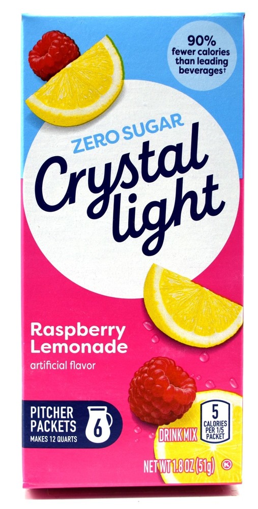 4 12-Quart Boxes Crystal Light Raspberry Lemonade Drink Mix