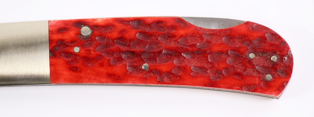 Frank Centofante Red Jigged Bone Handle Custom Folding Knife