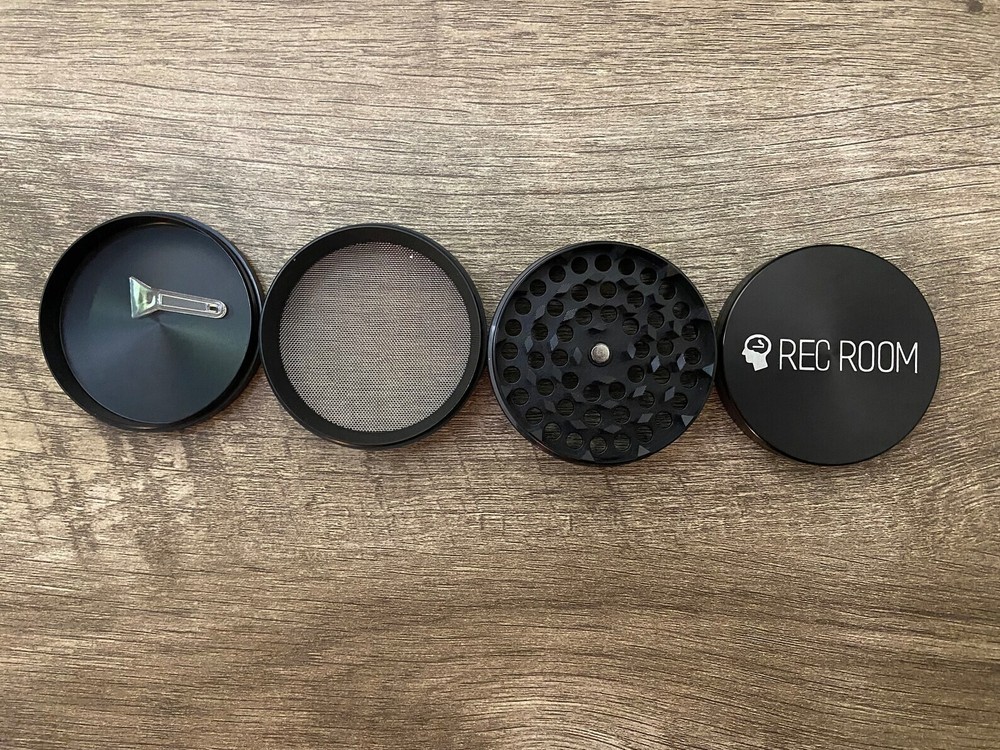 Black Herb Grinder 2.5 Inch 4 Piece with Mini Scraper