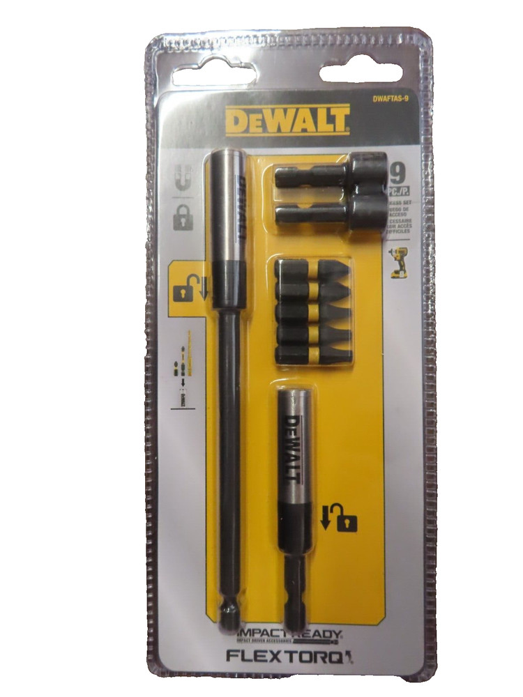 Dewalt 9 piece Access Set #DWAFTAS-9 Screw bits, magnetic bit holders NEW