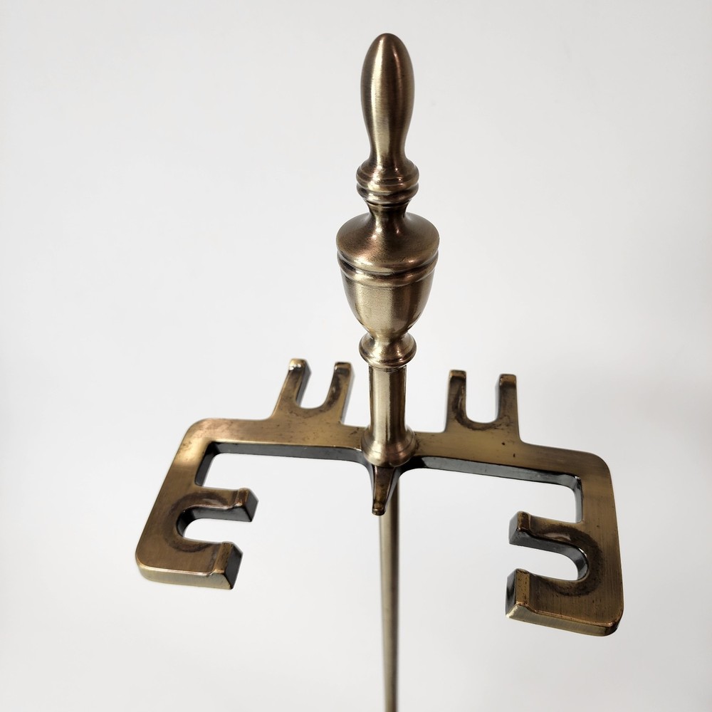 MCM 5 Piece Brass Plated Fireplace Tool Set With Stand Hearthware Decor