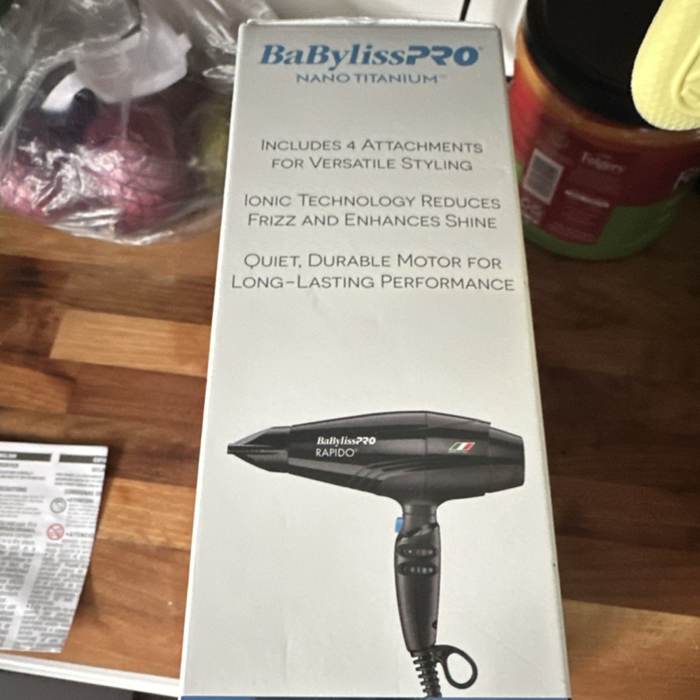 BaBylissPRO Nano Titanium Rapido Ionic Hair Dryer 2000W Diffuser JUST BOX !