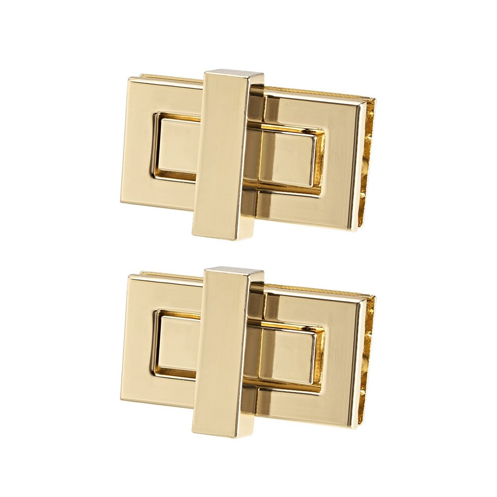 2 Set Rectangular Purses Twist Lock 44mm x 22mm Clutches Closures Light Gold