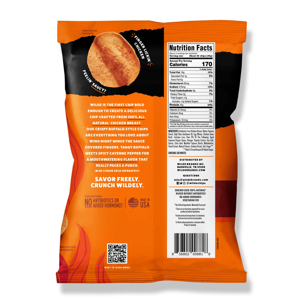 (2 pack) WILDE Protein Chips Buffalo, Thin Crispy High Protein, 4.0 Oz